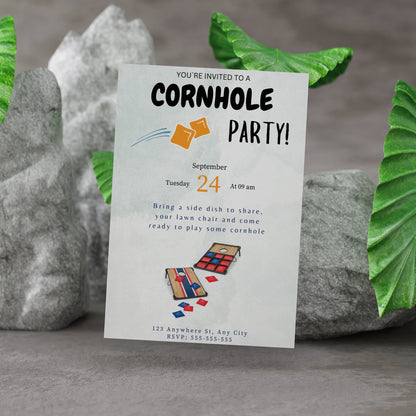 Cornhole Birthday Party Invitation Template - CreativeRino