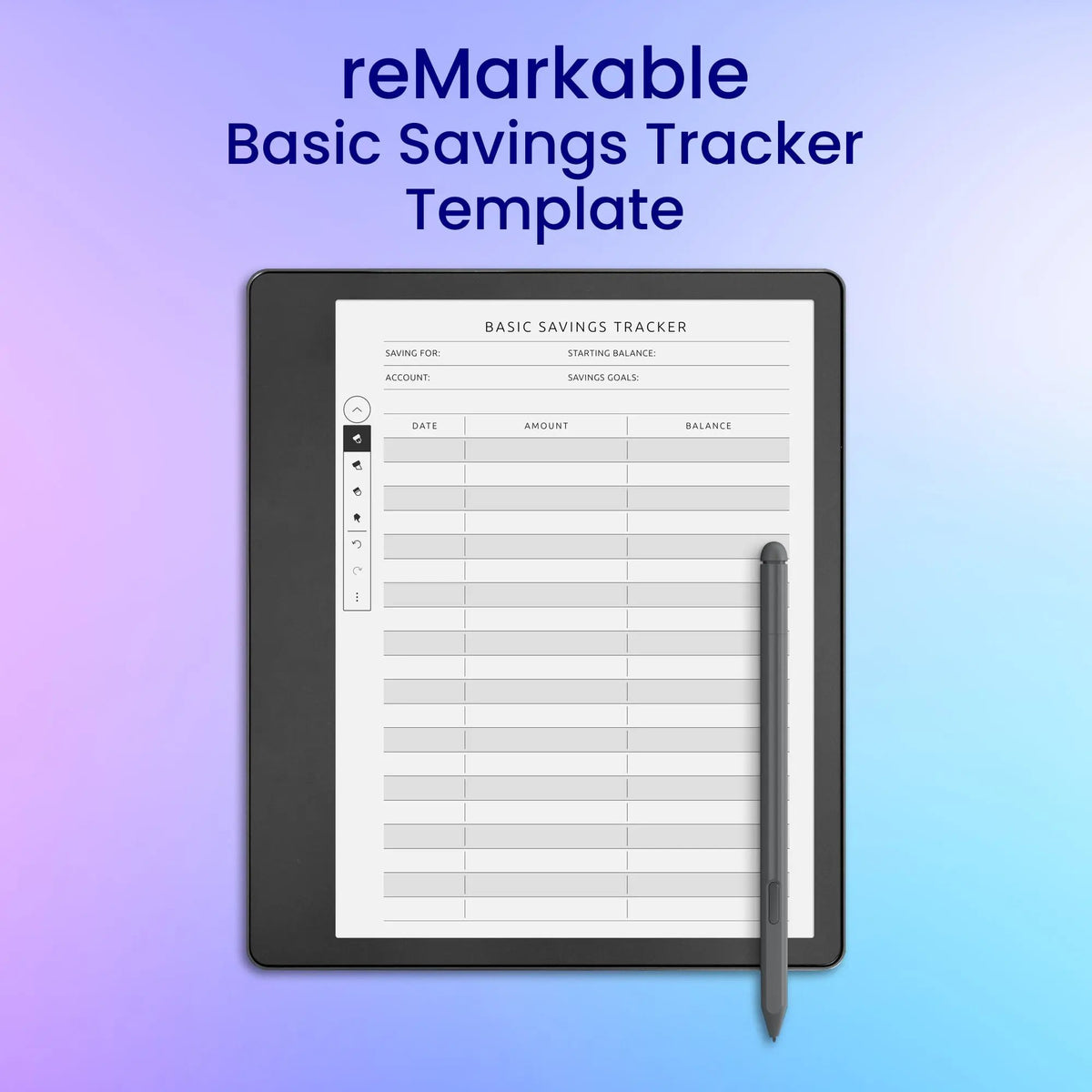 reMarkable 2 Basic Savings Tracker Template Planner Template – CreativeRino