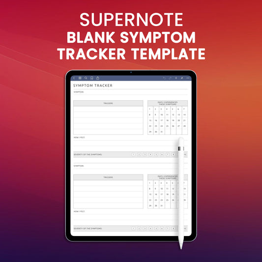 Supernote Blank Symptom Tracker Template Planner Template