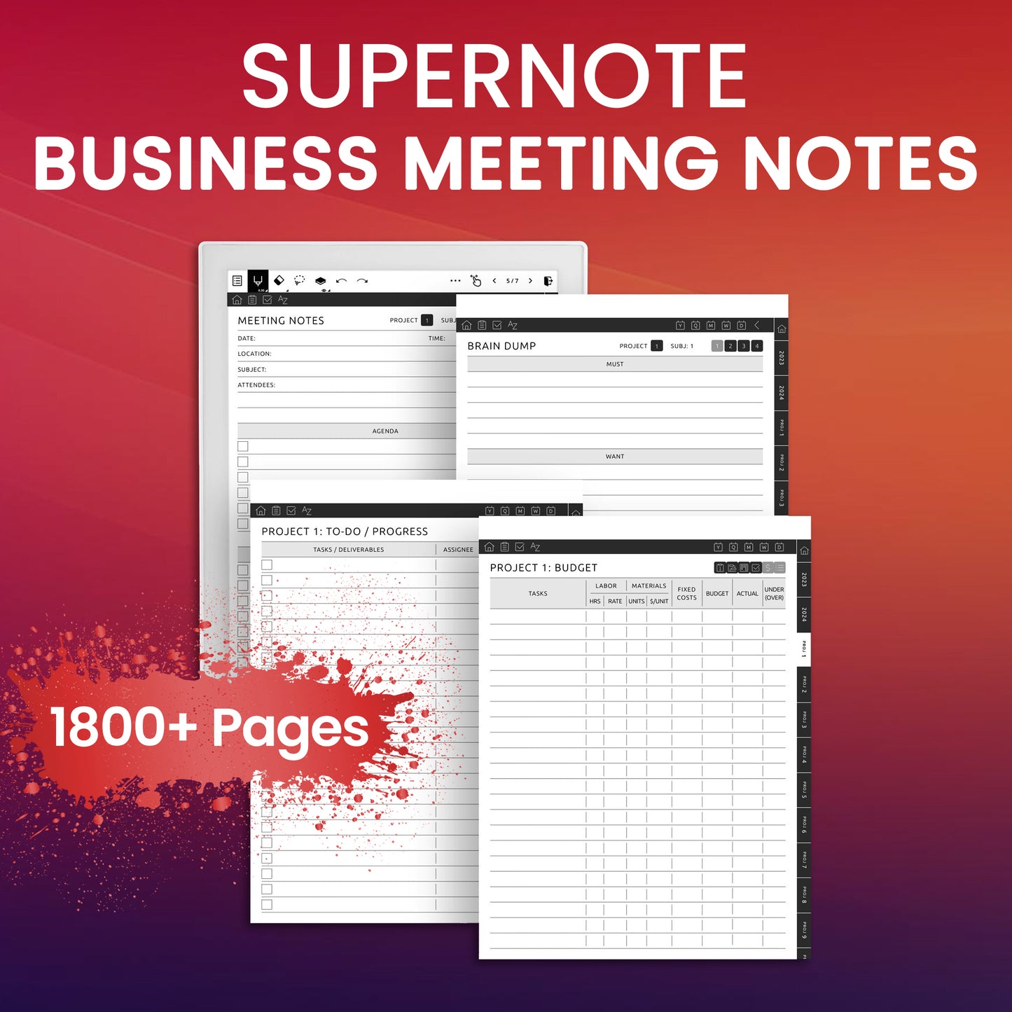 Supernote Business Meeting Notes Planner Template