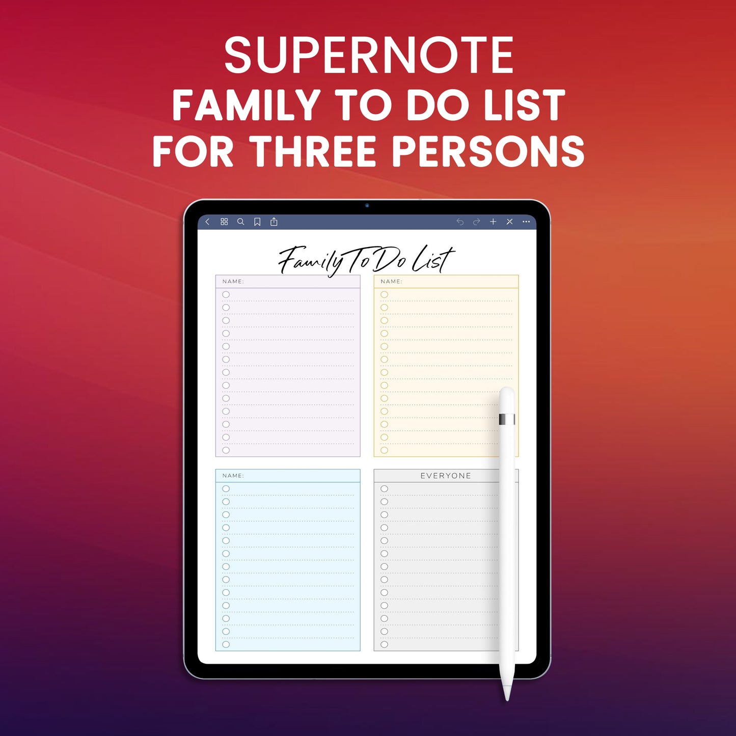 Supernote Family To Do List for Three Persons Planner Template