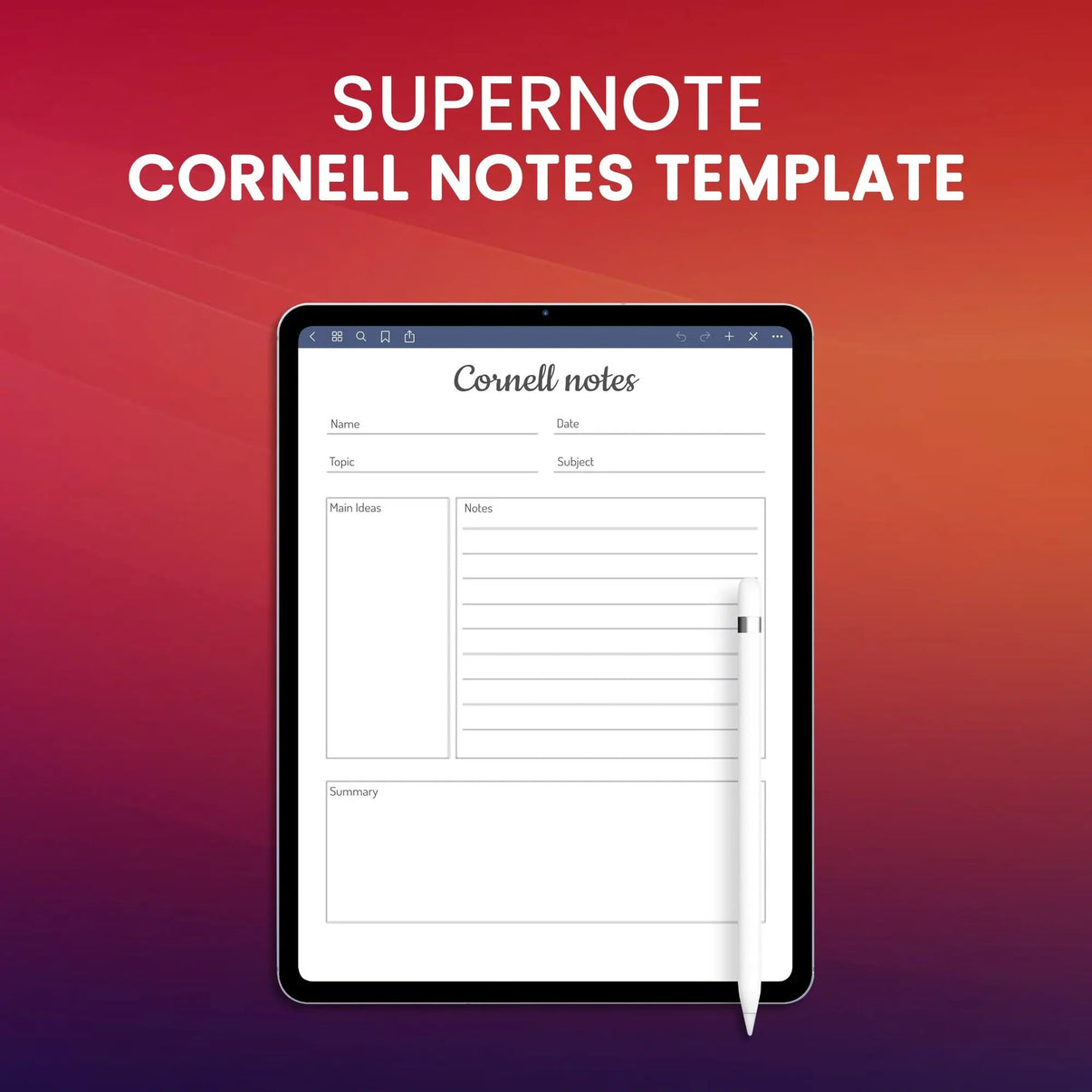 Supernote Original Cornell Notes Template Planner Template – CreativeRino