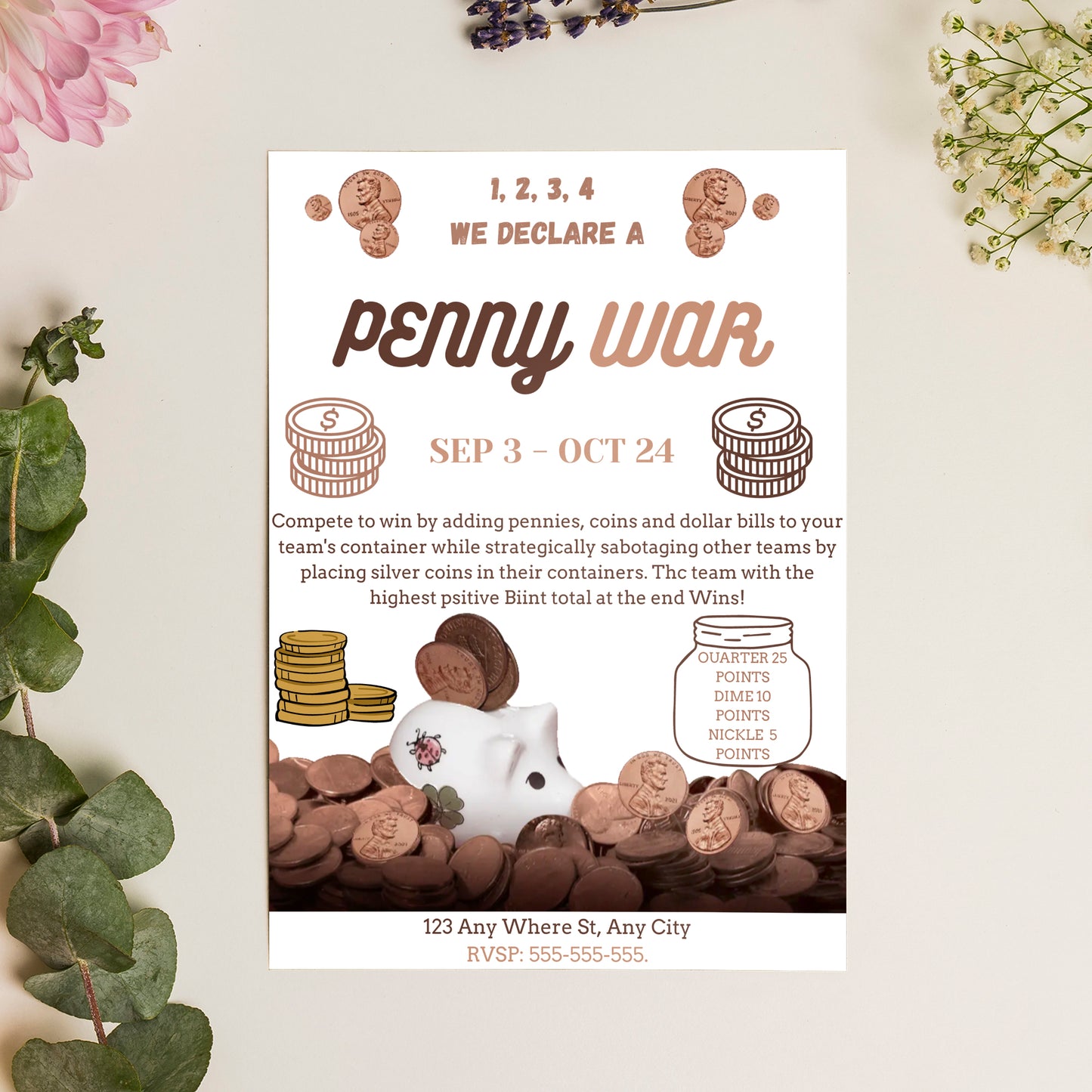 Penny War Fundraiser Flyer Template