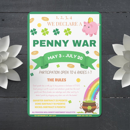Penny War Fundraiser Flyer Invite Template CreativeRino