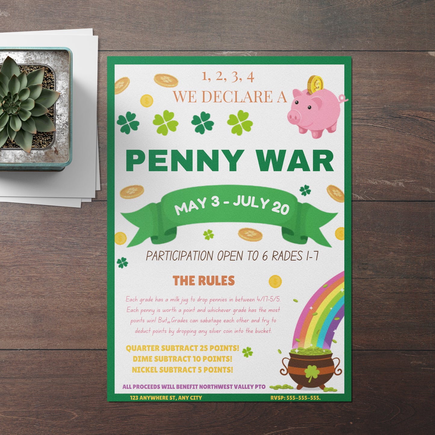 Penny War Fundraiser Flyer Invite Template