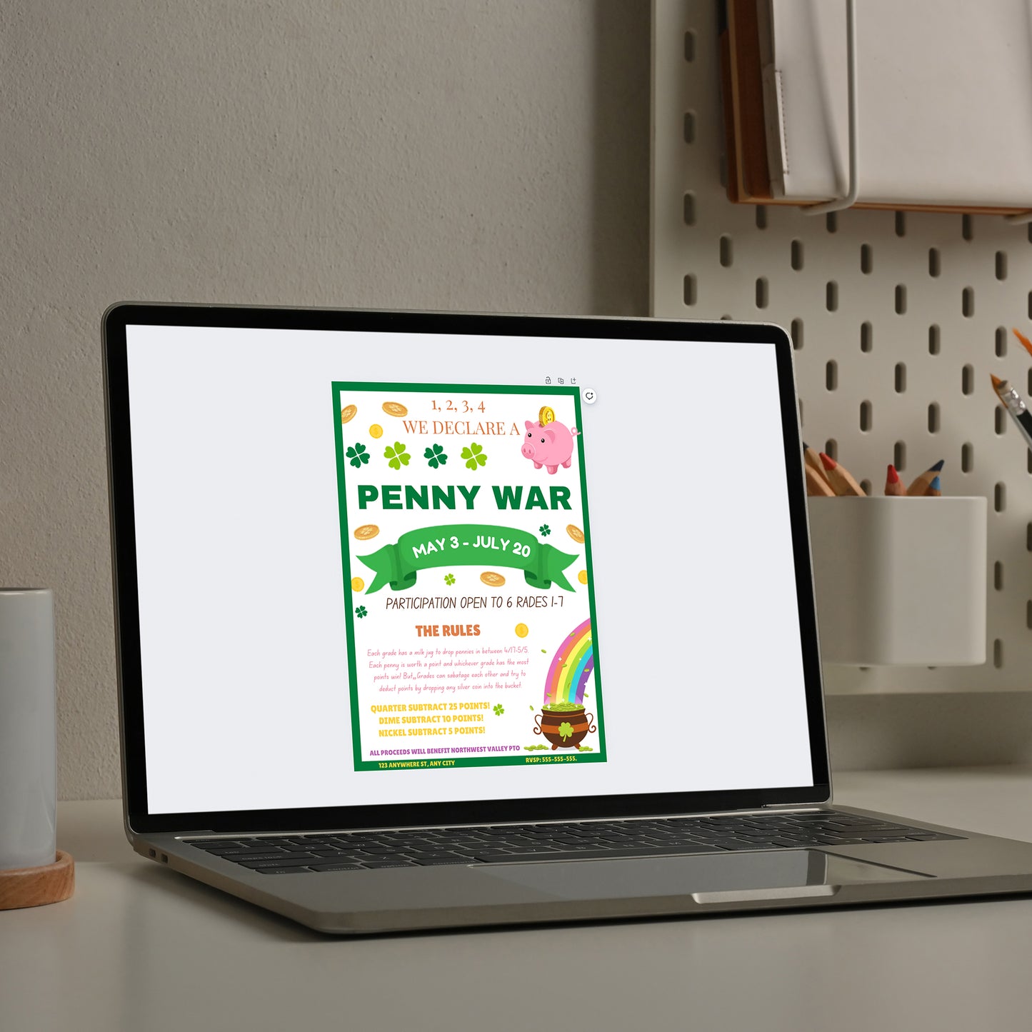 Penny War Fundraiser Flyer Invite Template