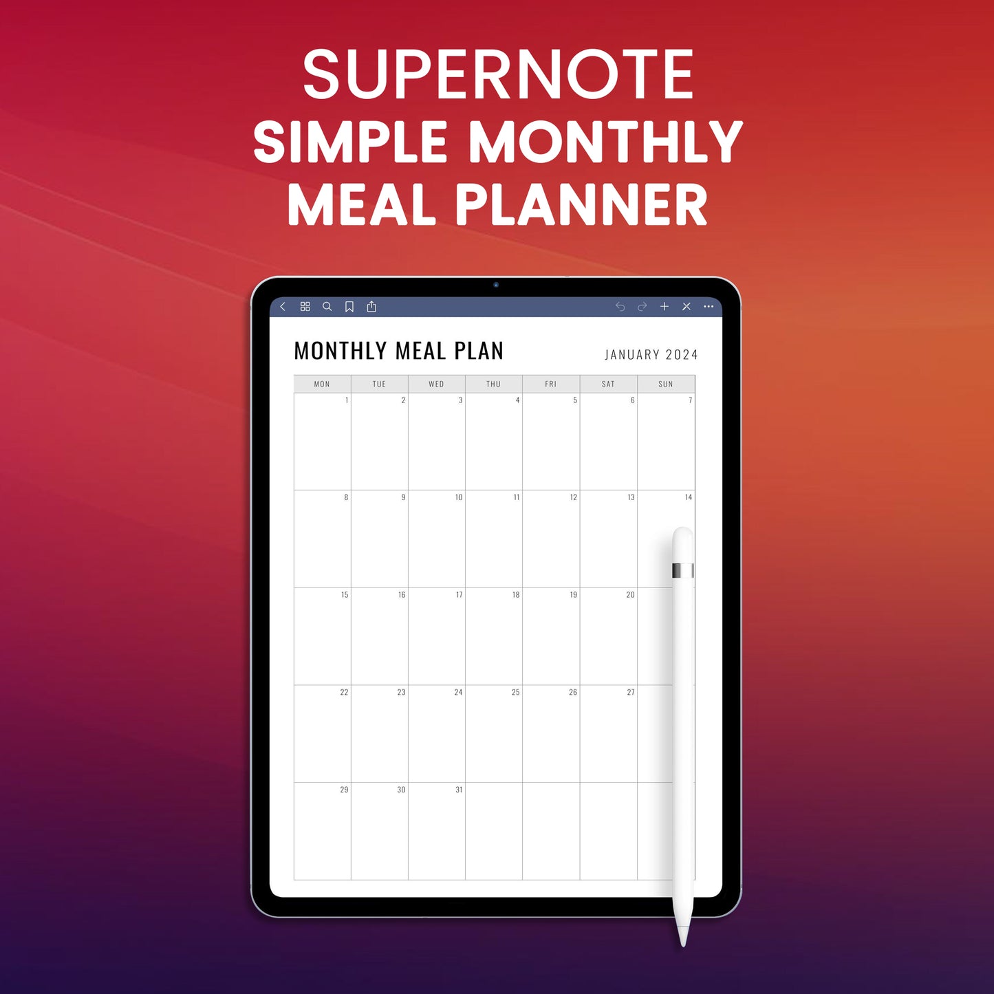 Supernote Colourful Meal Planner Template