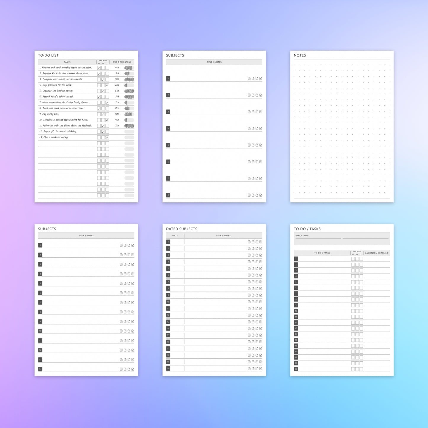 reMarkable 2 To-Do List Planner Template