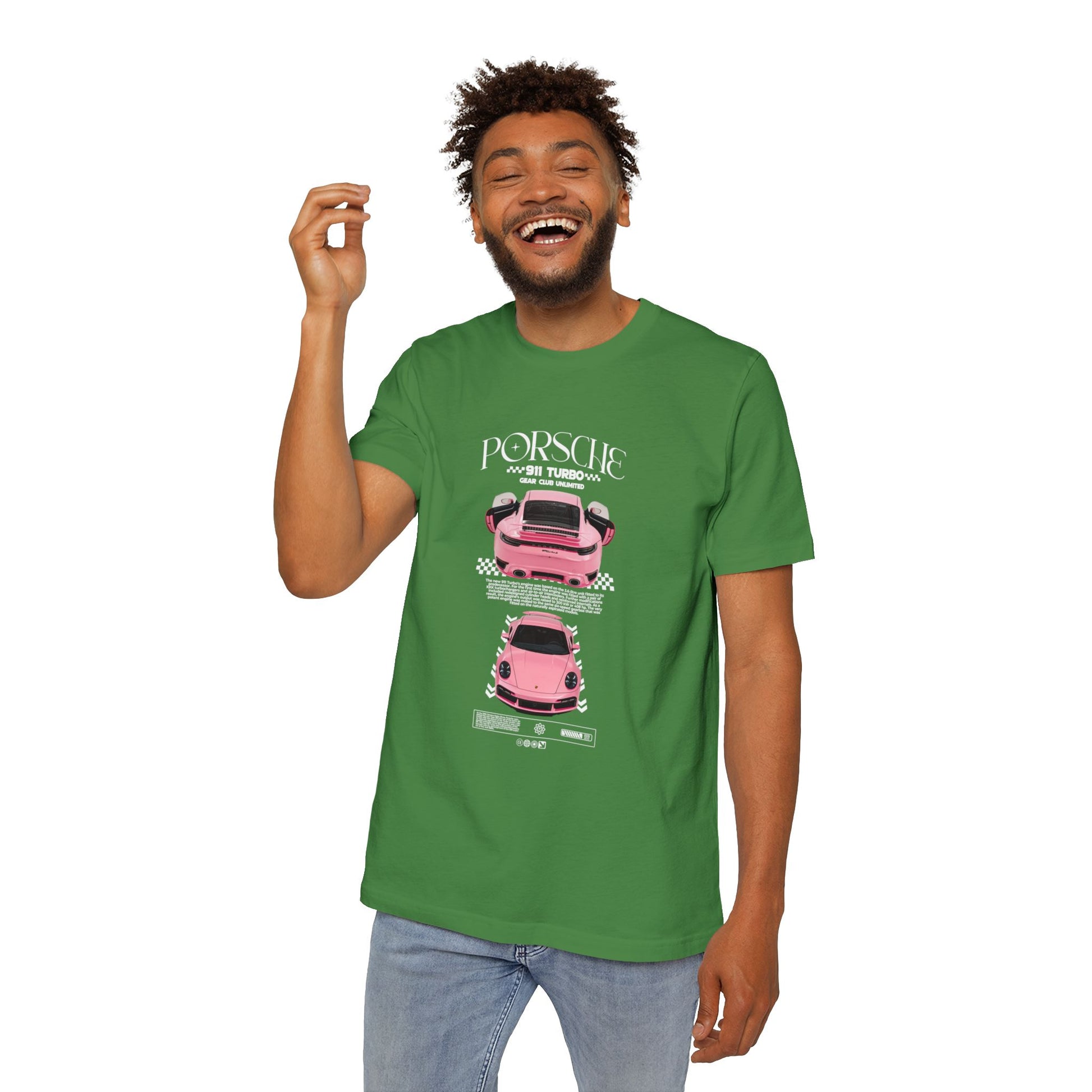 Porsche 911 Turbo S Pink Sports Car T-Shirt - USA-Made Unisex Tee - CreativeRino