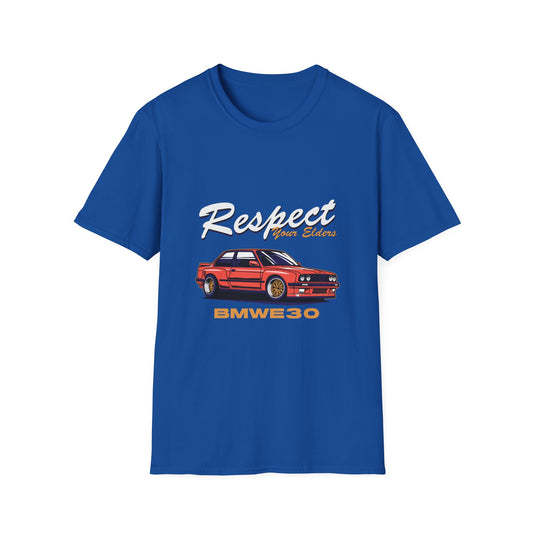 Respect Your Elders BMW E30 Unisex Softstyle T-Shirt - CreativeRino