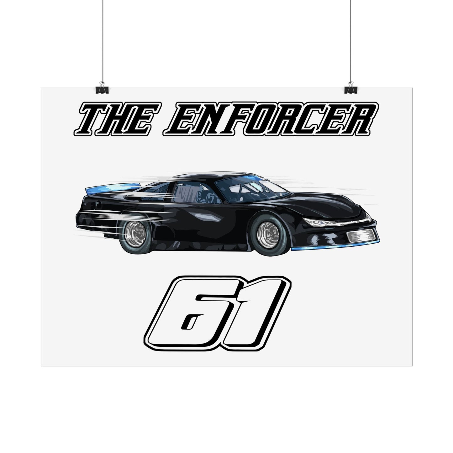 The Enforcer 61 Racing Rolled Poster - Dynamic Car Design for Motorsports Fans - CreativeRino