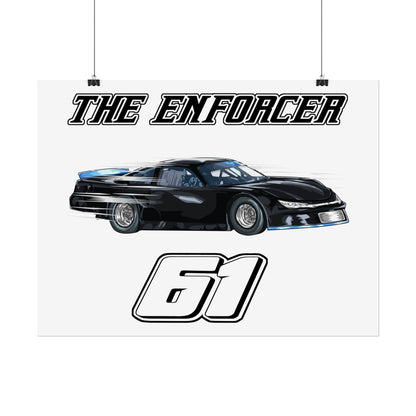 The Enforcer 61 Racing Rolled Poster - Dynamic Car Design for Motorsports Fans - CreativeRino