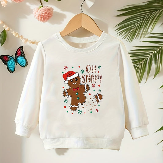 Toddler Girl Gingerbread Graphic Crew Neck Sweatshirt | Cute Christmas Cookie Pullover | Kids Holiday Party Jumper eprolo