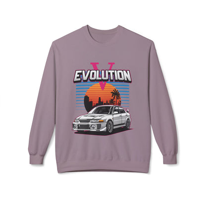 Retro Car Evolution Crewneck Sweatshirt - Unisex Midweight Fleece - CreativeRino