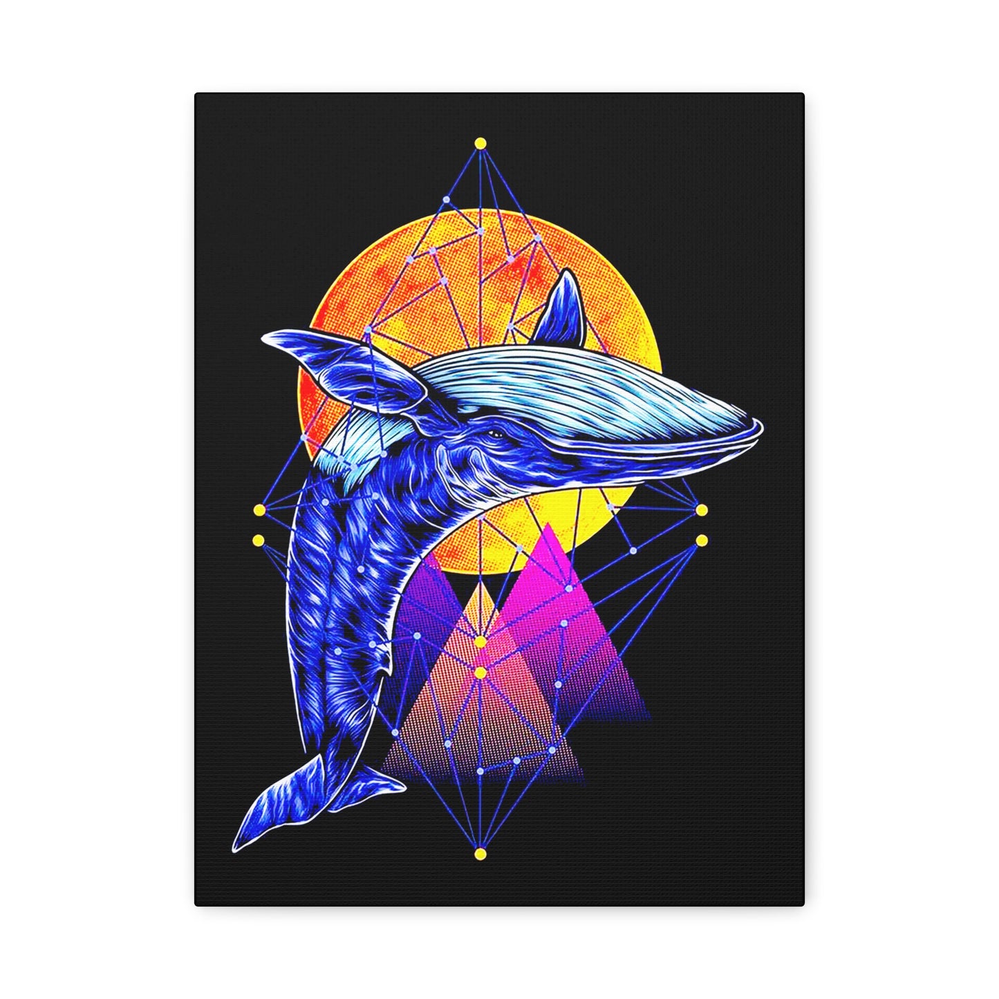 Ballena Whale Art Canvas - Stretched Matte 1.25" - Vibrant Geometric Design - CreativeRino