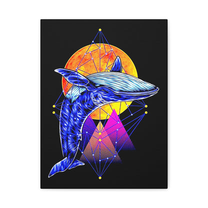 Ballena Whale Art Canvas - Stretched Matte 1.25" - Vibrant Geometric Design - CreativeRino
