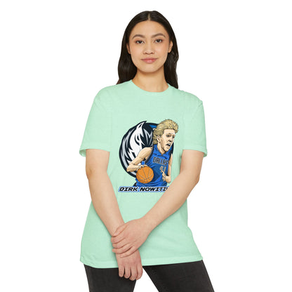Unisex CVC Jersey T-shirt - Dirk Nowitzki Basketball Graphic Tee - CreativeRino