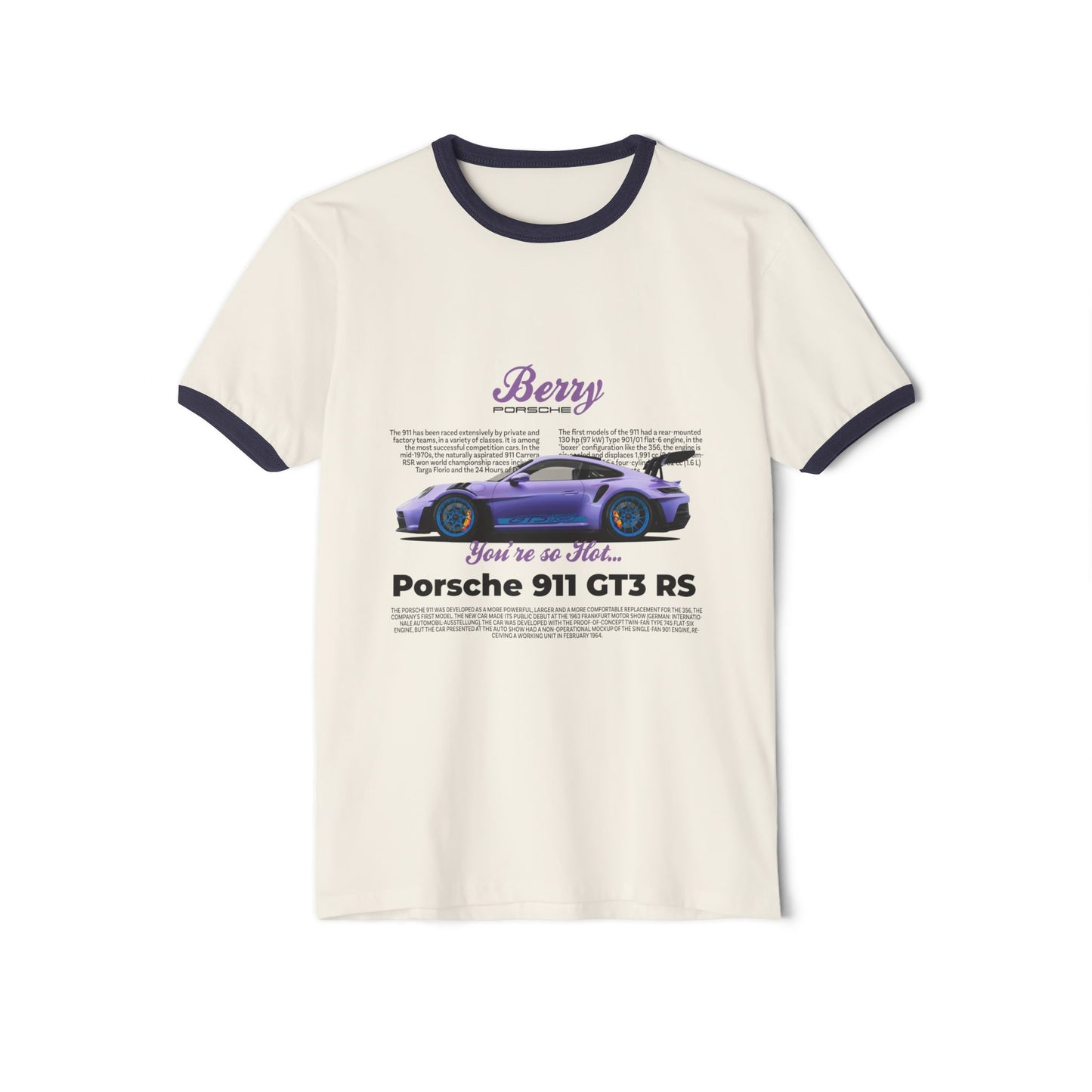 Porsche Berry Unisex Cotton Ringer T-Shirt - Porsche 911 GT3 RS Design, Car Enthusiast Gift - CreativeRino