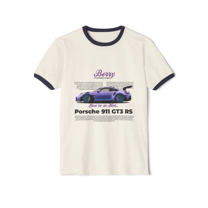 Porsche Berry Unisex Cotton Ringer T-Shirt - Porsche 911 GT3 RS Design, Car Enthusiast Gift - CreativeRino