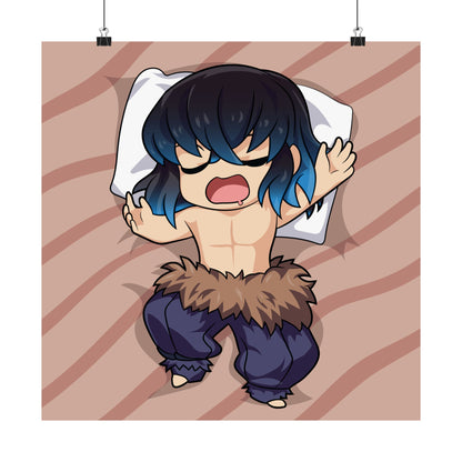 Cute Anime Character Matte Poster - Cozy & Playful Wall Art for Demon Slayer Lovers - CreativeRino