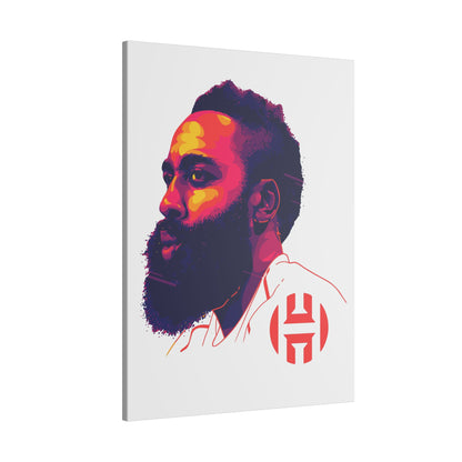 Stretched Matte Canvas Art - Vibrant Portrait of James Harden - CreativeRino
