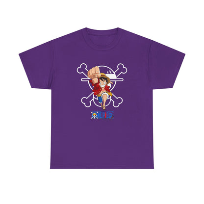 Anime Unisex Heavy Cotton Tee - One Piece T-shirt Pirate Theme - CreativeRino