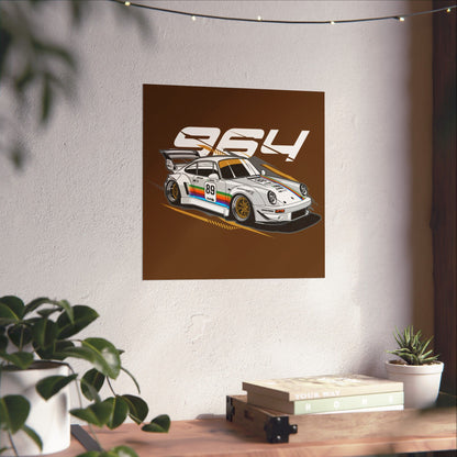 Porsche 964 Vintage Car Poster - Racing Art for Car Enthusiasts - CreativeRino
