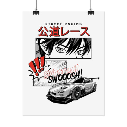 Street Racing Art Print - Vintage Car Poster for Auto Enthusiasts - CreativeRino