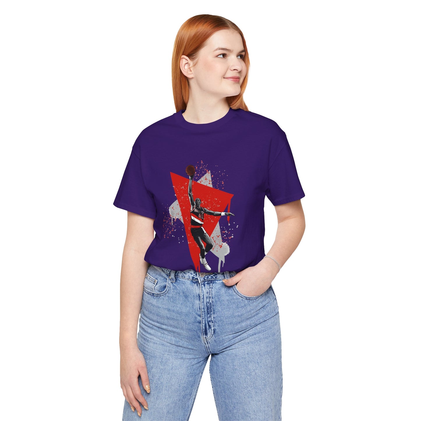 Unisex Clyde Drexler Jersey Short Sleeve Tee Basketball T-shirt - CreativeRino