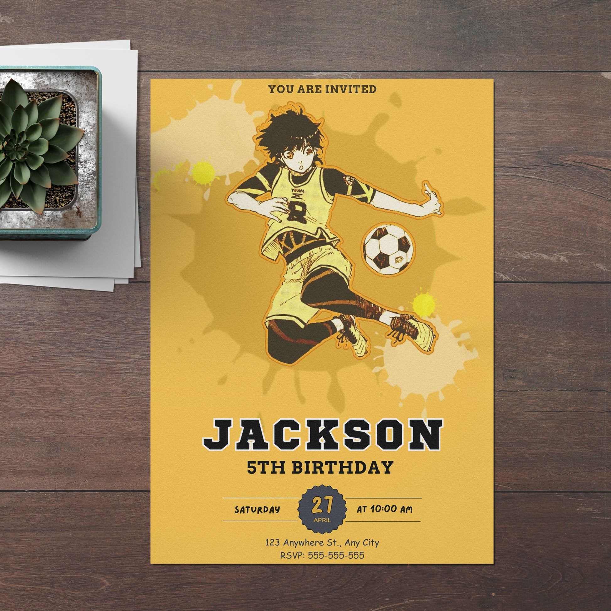 Blue Lock Birthday Invitation Template - CreativeRino