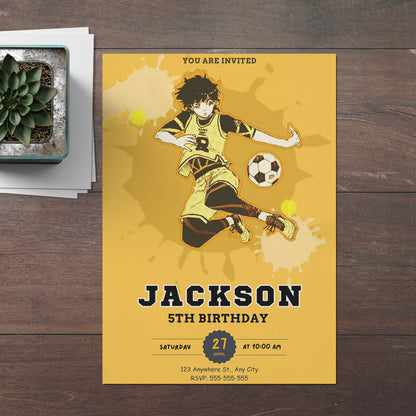 Blue Lock Birthday Invitation Template - CreativeRino