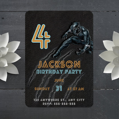 Black Panther Birthday Invitation Template - CreativeRino