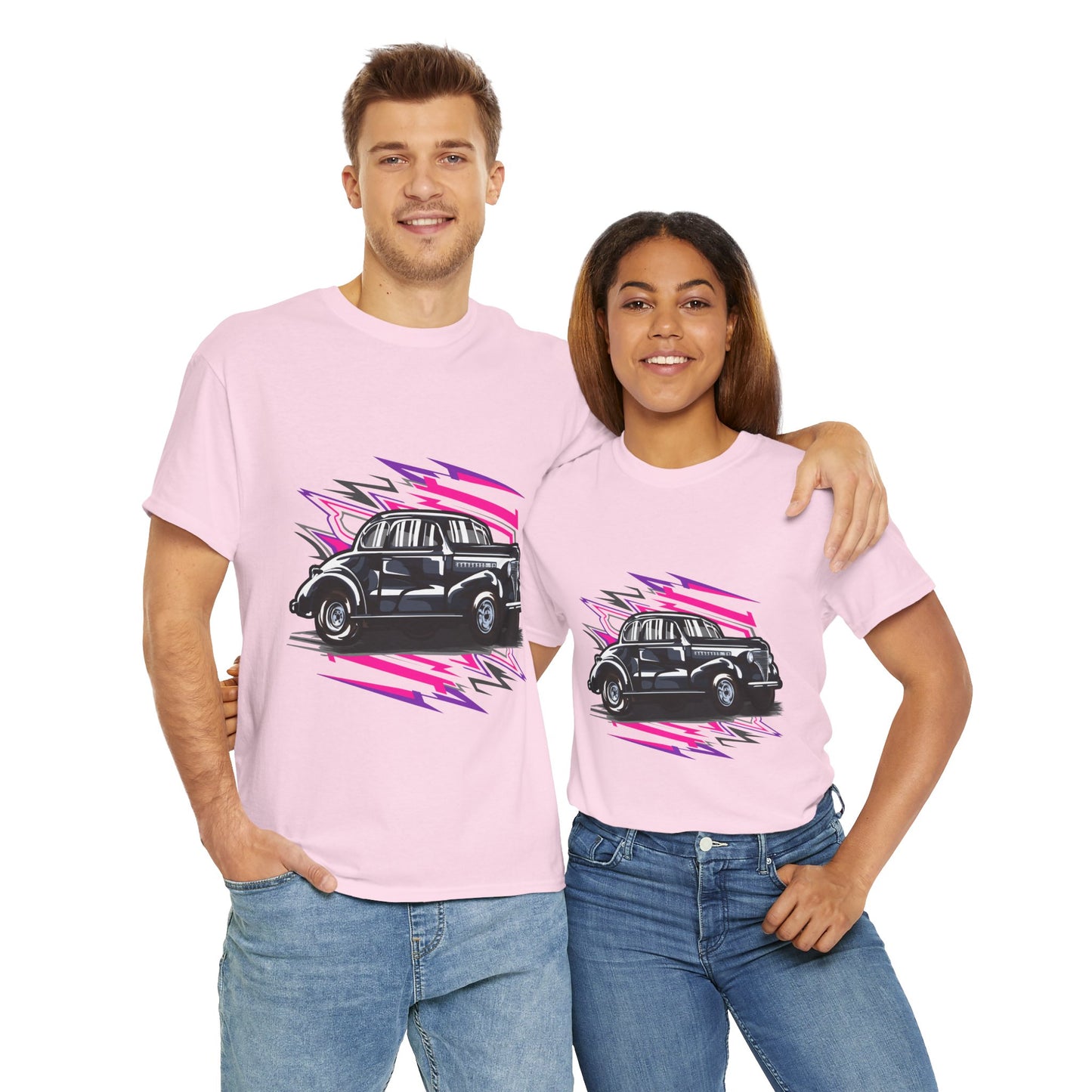 Retro Car Unisex Heavy Cotton Tee - Stylish Graphic T-shirt for Auto Enthusiasts - CreativeRino
