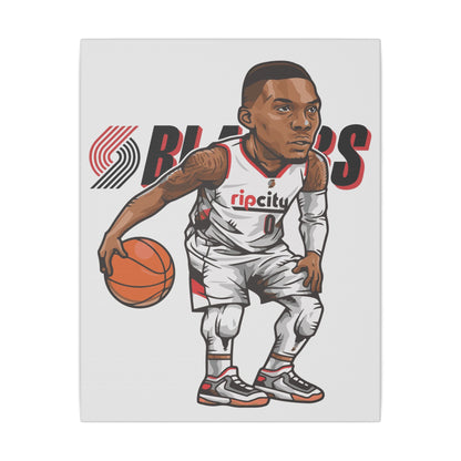 Damian Lillard Basketball Canvas Art - Animated Sports Decor for Fans - CreativeRino