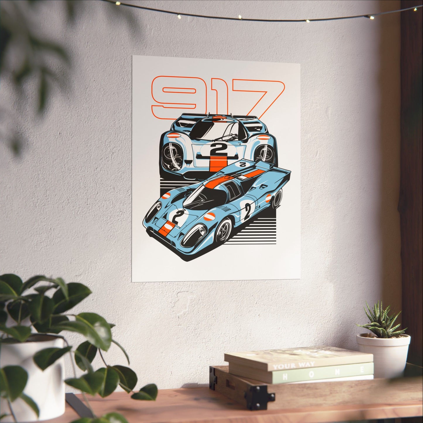 Racing Car Art Poster - Retro 917 Racing Decor - CreativeRino