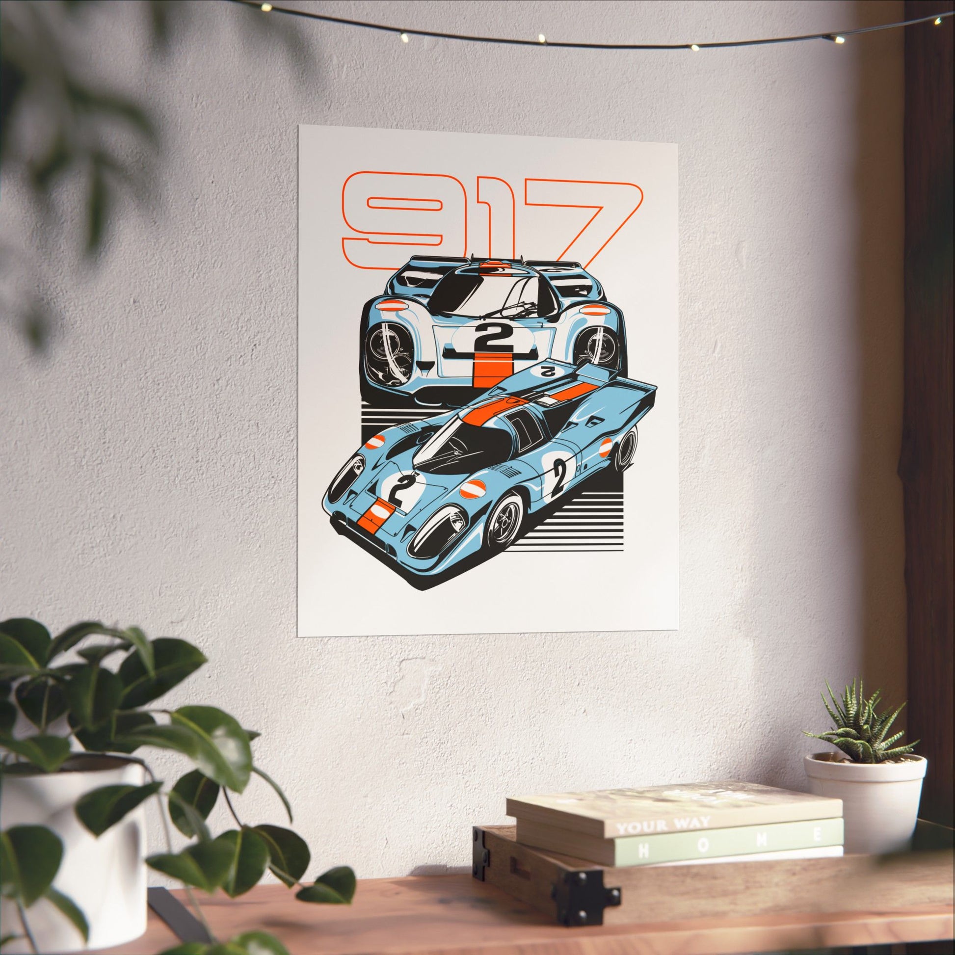 Racing Car Art Poster - Retro 917 Racing Decor - CreativeRino
