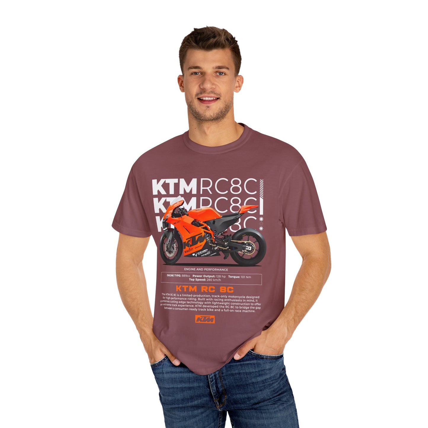 KTM RC 8C Unisex Garment-Dyed T-Shirt - Perfect for Motorcycle Enthusiasts - CreativeRino