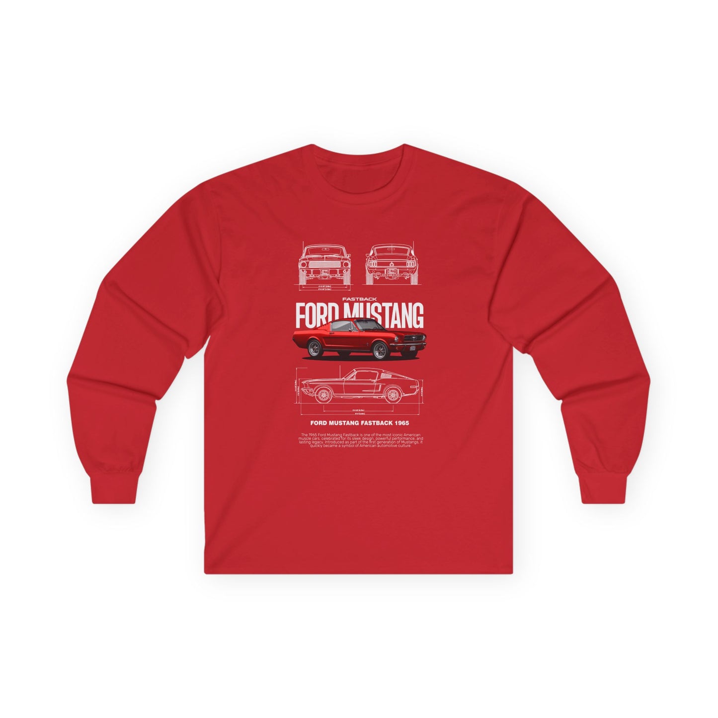 Ford Mustang Retro Long Sleeve T-shirt for Car Enthusiasts - CreativeRino