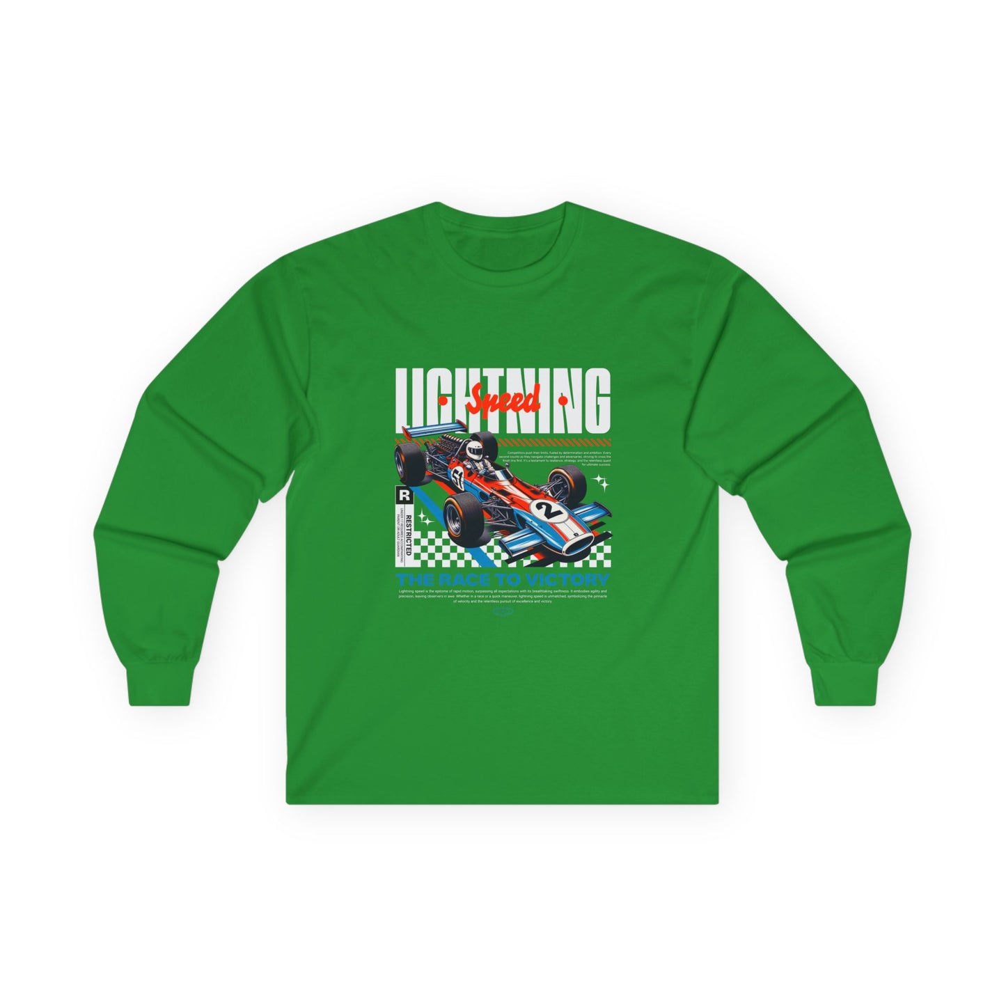 Unisex Racing Long Sleeve Tee - 'Lightning Speed' Graphic Car T-shirt - CreativeRino