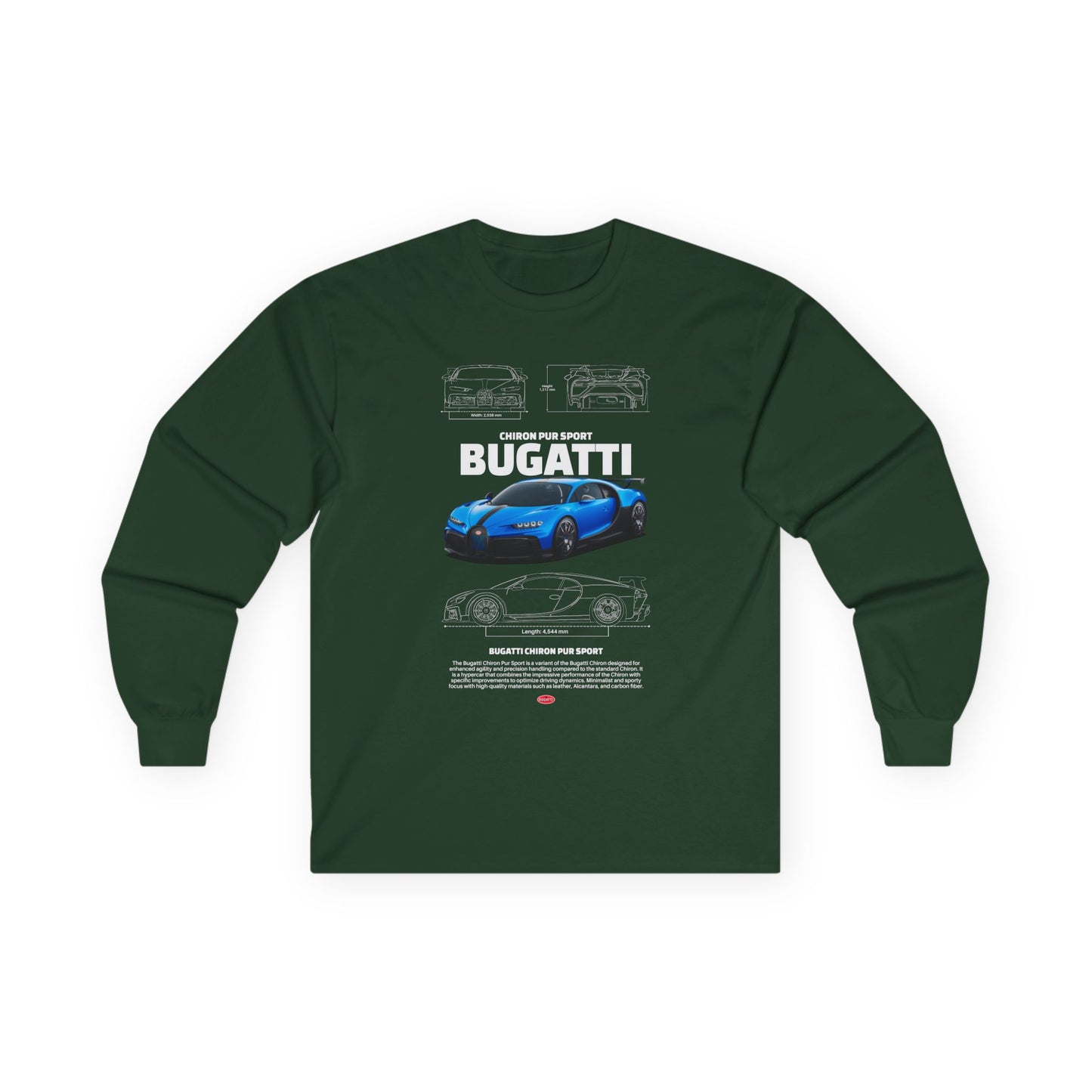 Bugatti Sports Car Unisex Long Sleeve Tee - Perfect T-shirt for Car Enthusiasts - CreativeRino
