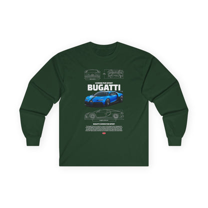 Bugatti Sports Car Unisex Long Sleeve Tee - Perfect T-shirt for Car Enthusiasts - CreativeRino