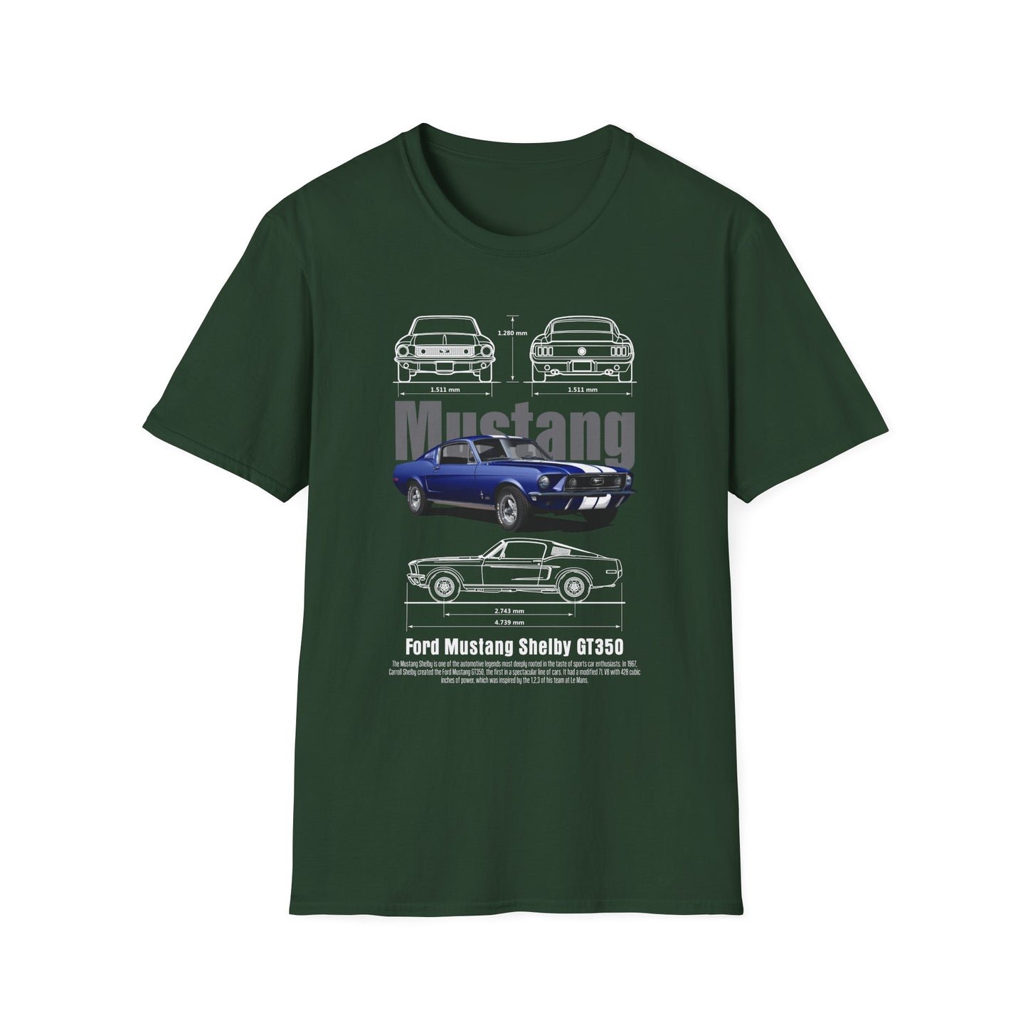 Ford Mustang Shelby GT350 Unisex Softstyle T-Shirt - Car Lovers Tee - CreativeRino