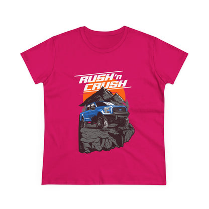 Adventure Awaits Women's Cotton Tee - Off-Roading Jeep Graphic T-shirt - CreativeRino