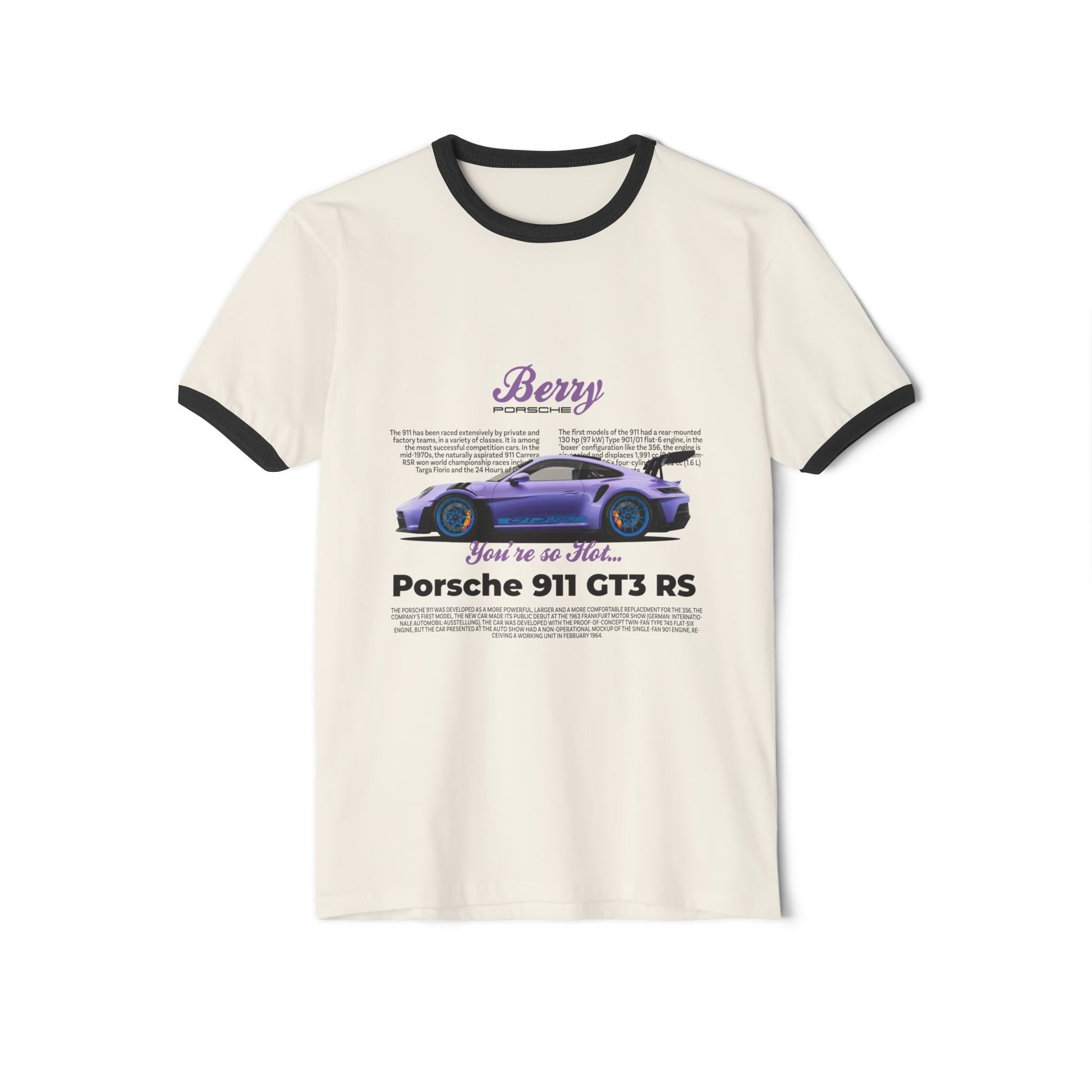 Porsche Berry Unisex Cotton Ringer T-Shirt - Porsche 911 GT3 RS Design, Car Enthusiast Gift - CreativeRino