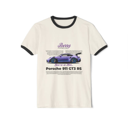 Porsche Berry Unisex Cotton Ringer T-Shirt - Porsche 911 GT3 RS Design, Car Enthusiast Gift - CreativeRino