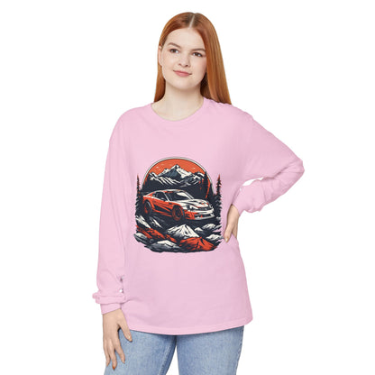 Mountain Adventure Long Sleeve T-Shirt - Unisex Garment-Dyed Shirt - CreativeRino