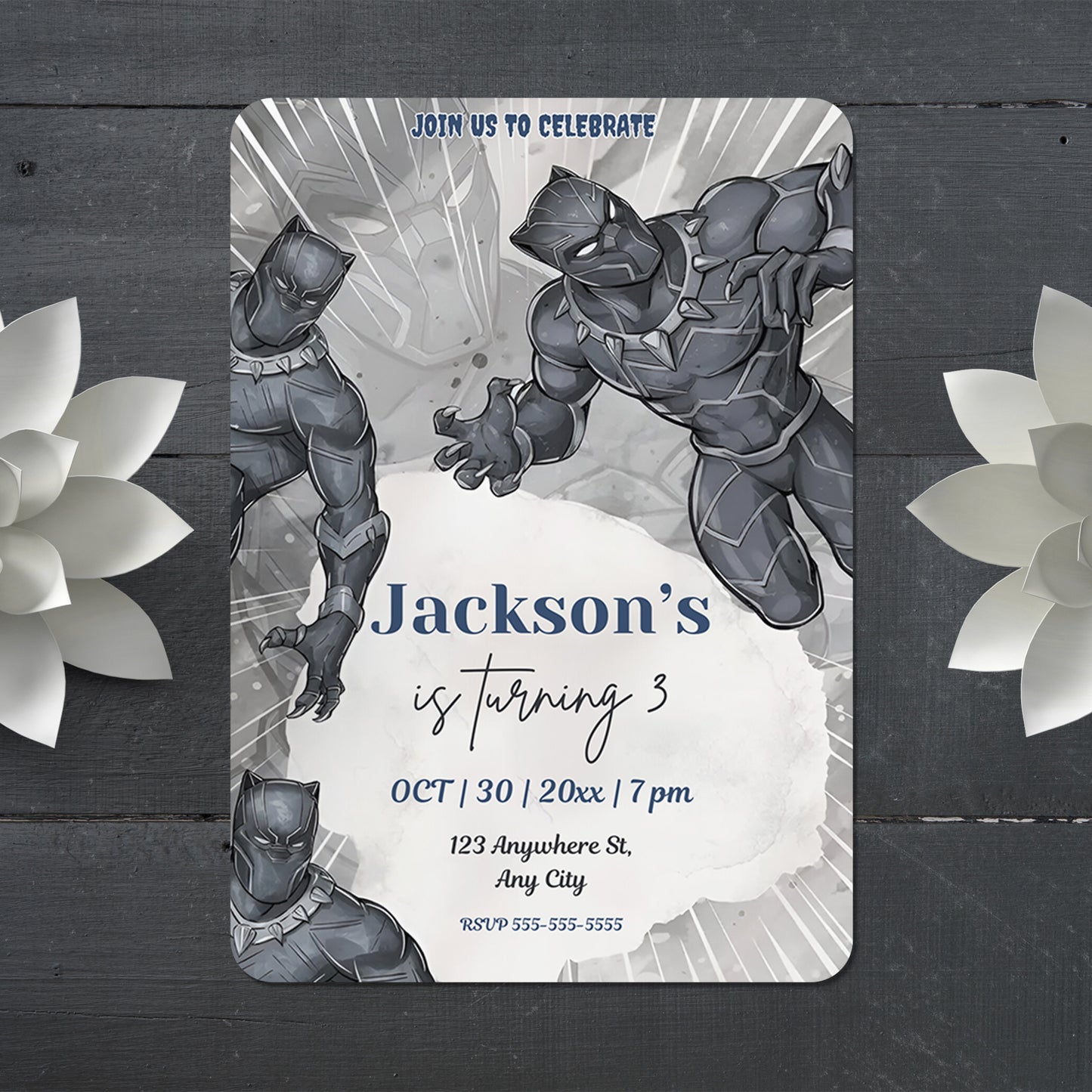 Black Panther Birthday Invitation Template - CreativeRino