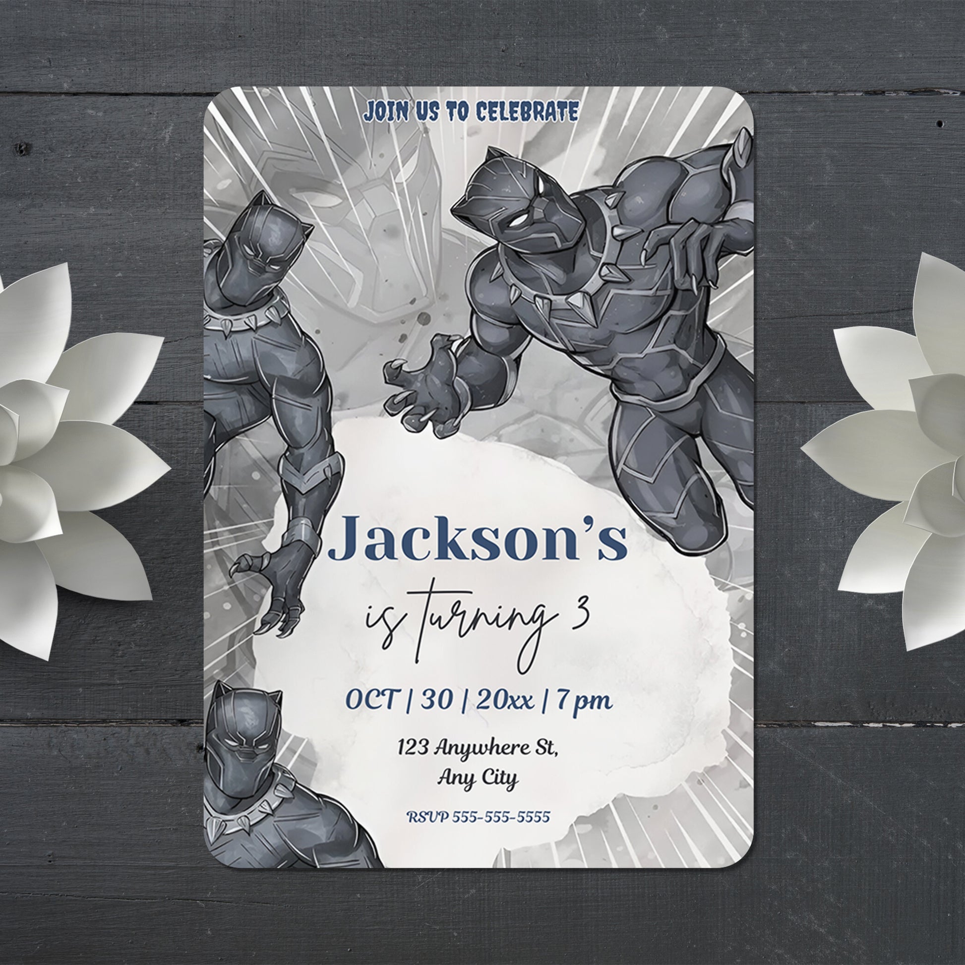 Black Panther Birthday Invitation Template - CreativeRino