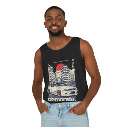 Demonsta Unisex Garment-Dyed Tank Top - Retro Car Design - CreativeRino