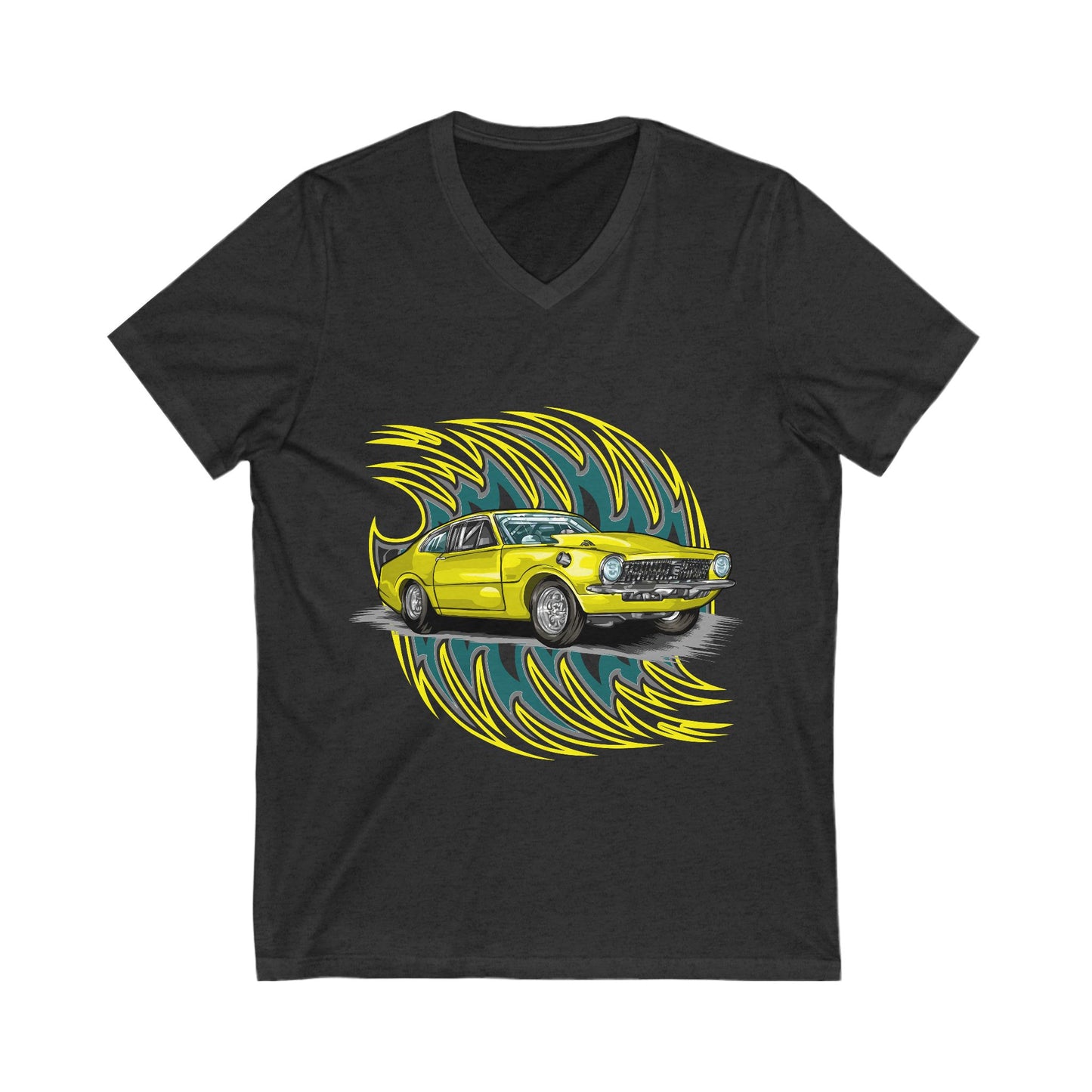 Retro Car Vibes Unisex V-Neck Tee - Perfect T-shirt for Auto Enthusiasts - CreativeRino